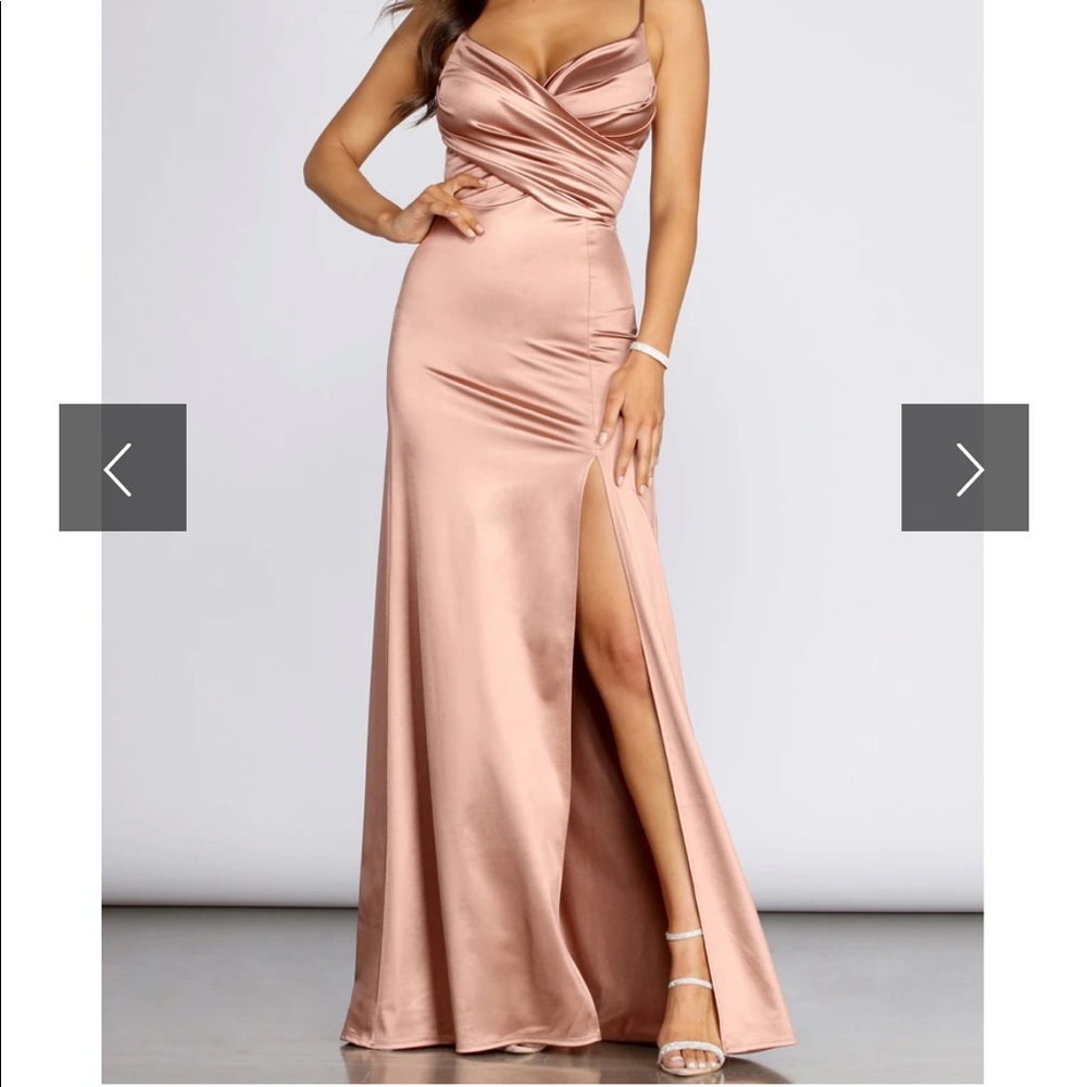 AMELIA FORMAL HIGH SLIT SATIN DRESS